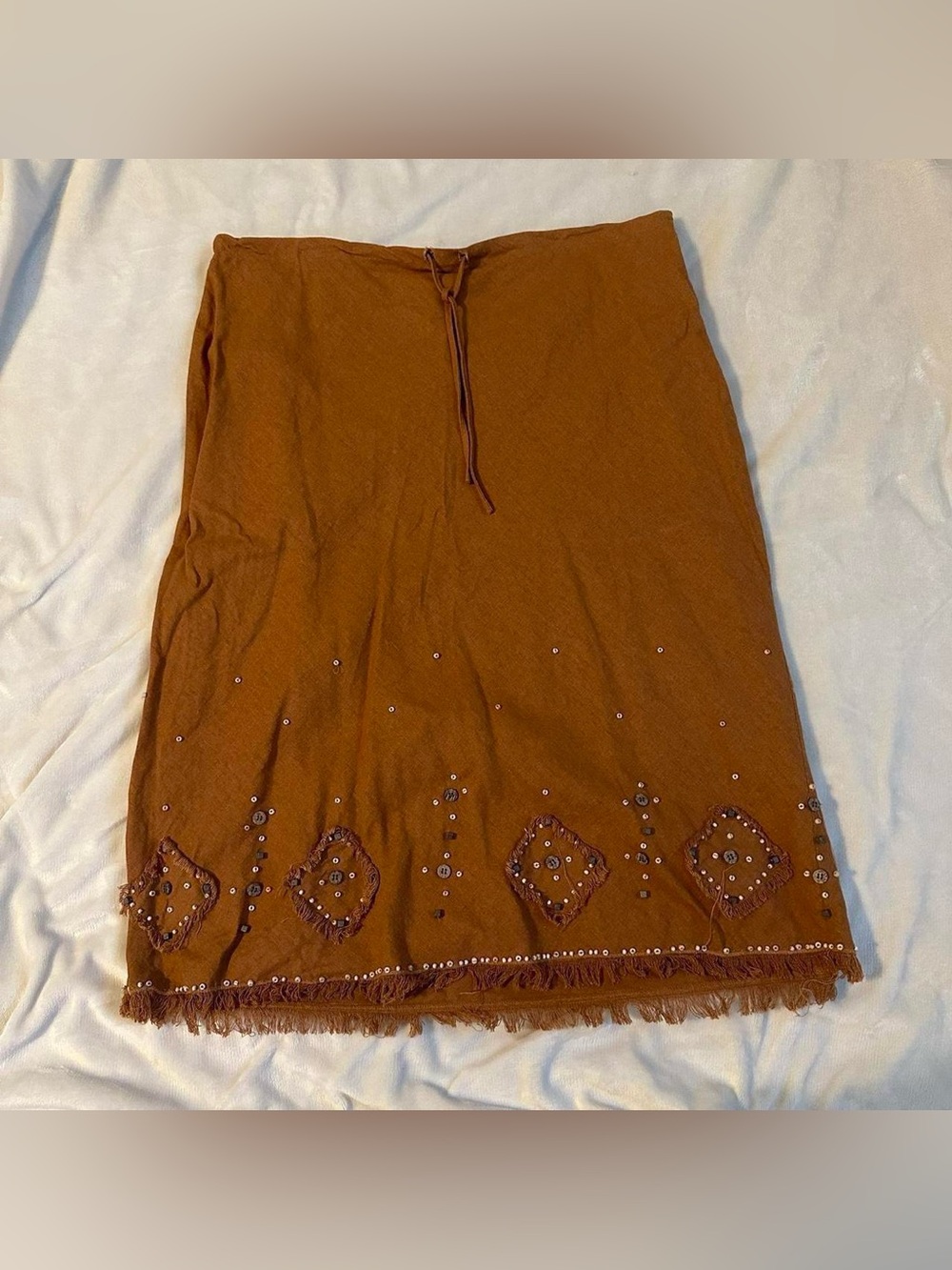 Richard Malcolm Beaded Linen-Blend Midi Skirt